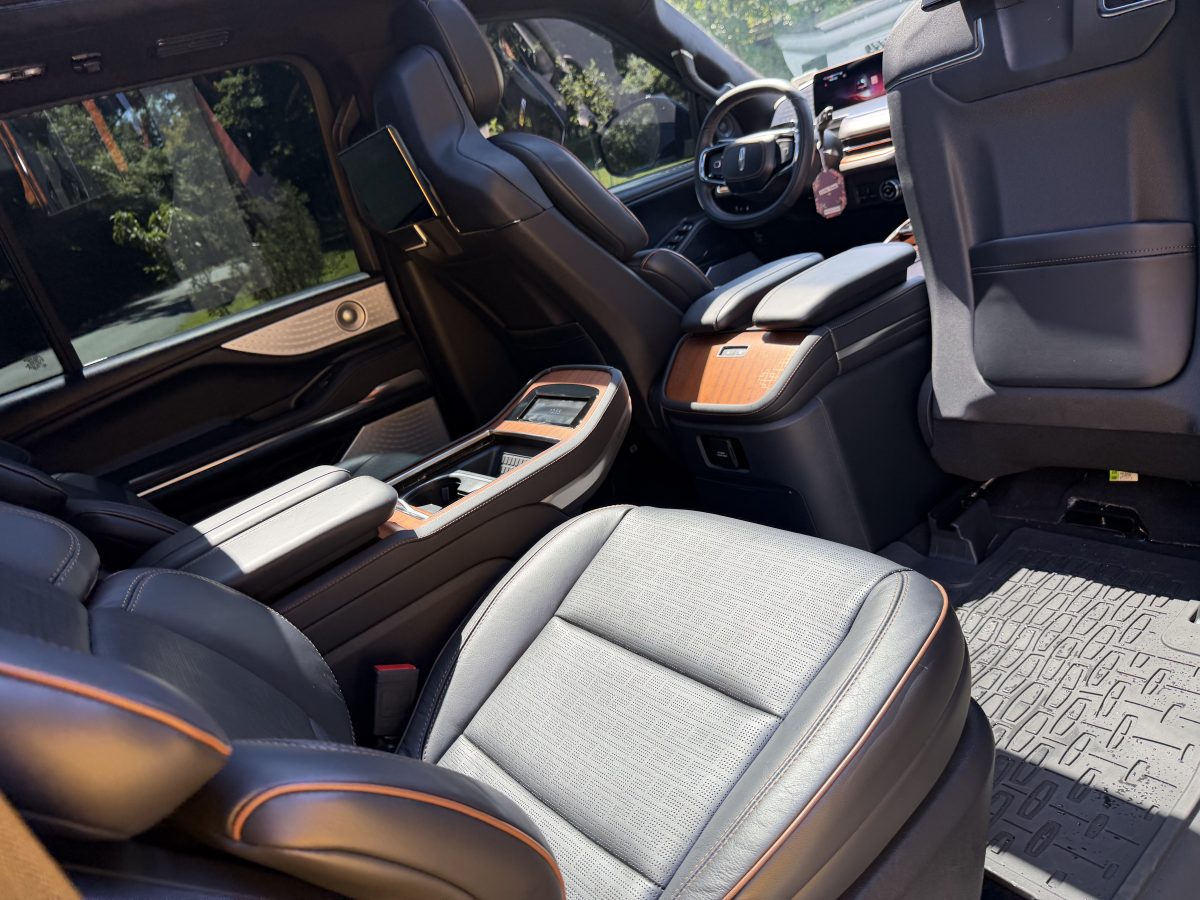 Cabin of the Lincoln Navigator Executive looking forward from the second row